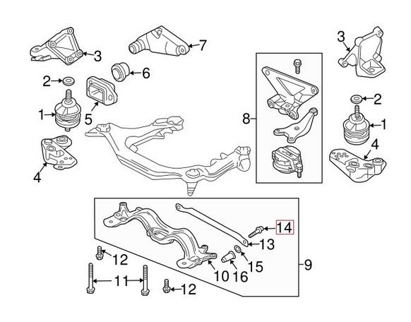 Audi VW Radiator Bracket - Front Driver Side Lower 4D0260427